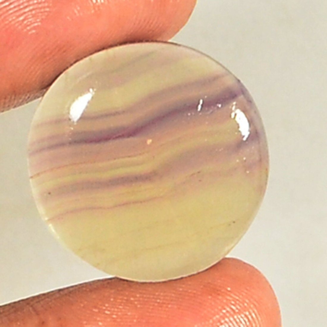 20.5Ct Fluorite 100%Natural Multi Color Line Fluorite round Cabochon Gemstone (1 of 3)