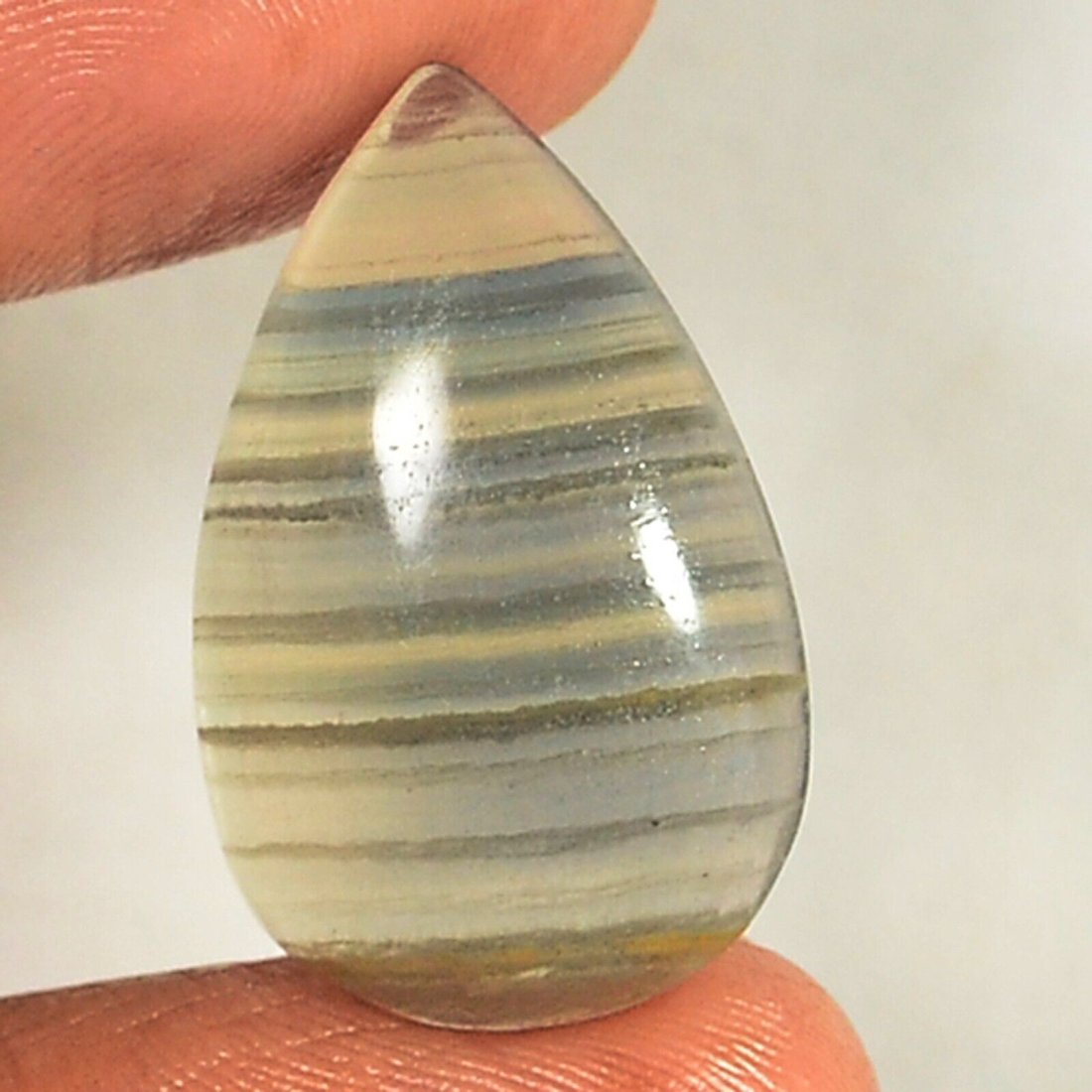15.30Ct Fluorite 100%Natural Fluorite Multi Color Line Pear Cabochon Gemstone (1 of 3)