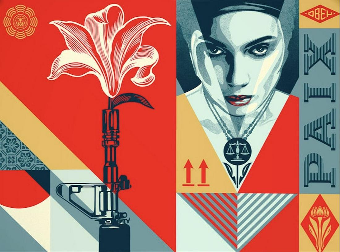 Shepard Fairey (OBEY) - Peace And Justice - Signed and numbered print: Shepard FaireyPeace And Justice Wall PrintEdition of /500 Signnew edition, never framed Height : 46 cm / Width : 51 cm