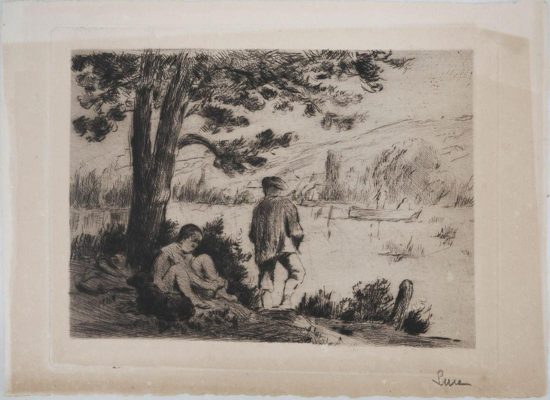 Maximilien LUCE - Summer Afternoon in the Yonne Around 1890 - Original signed etching: Maximilian LUCE Summer afternoon in Yonne Around 1890 Original drypoint etching Signed in pencil On laid paper 22 x 30 cm Reference: referenced catalog #97 Good condition, paper yellowed by previous f