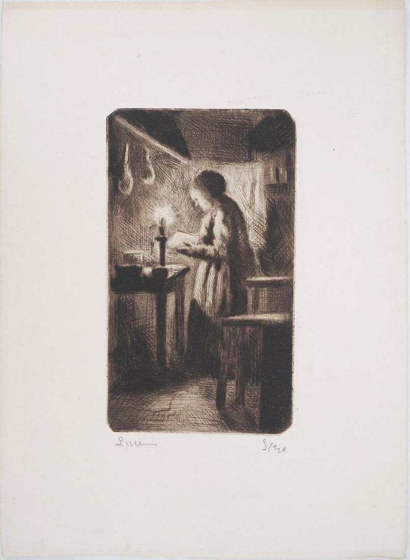 Maximilien LUCE - The kitchen (rue Cortot) Circa 1895 - Original signed etching: Maximilian LUCE The kitchen (rue Cortot) Circa 1895 Original drypoint etching Signed in pencil Numbered / 30 copies On laid paper 30.5 x 22 cm Very good condition Height: 30.5 cm / Width: 22 cm
