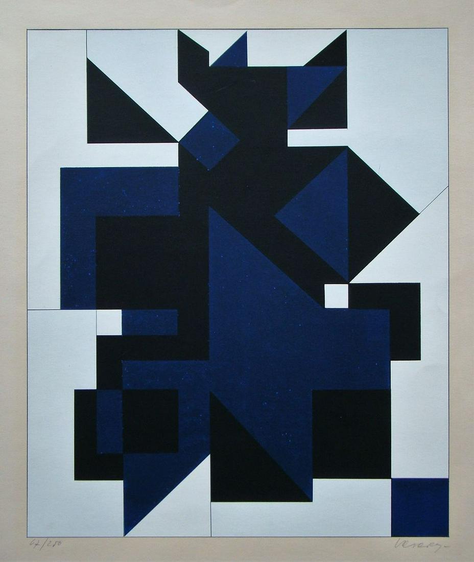 Victor VASARELY - Utica, 1958 - Original screen print signed and numbered: Victor Vasarely ( 1906 - 1997 ) Utica, 1958 Original screen print in 4 colors on chamois colored cardboard. Hand-signed by the artist in pencil at the lower right and numbered ( 67 / 250 ) at the lowe