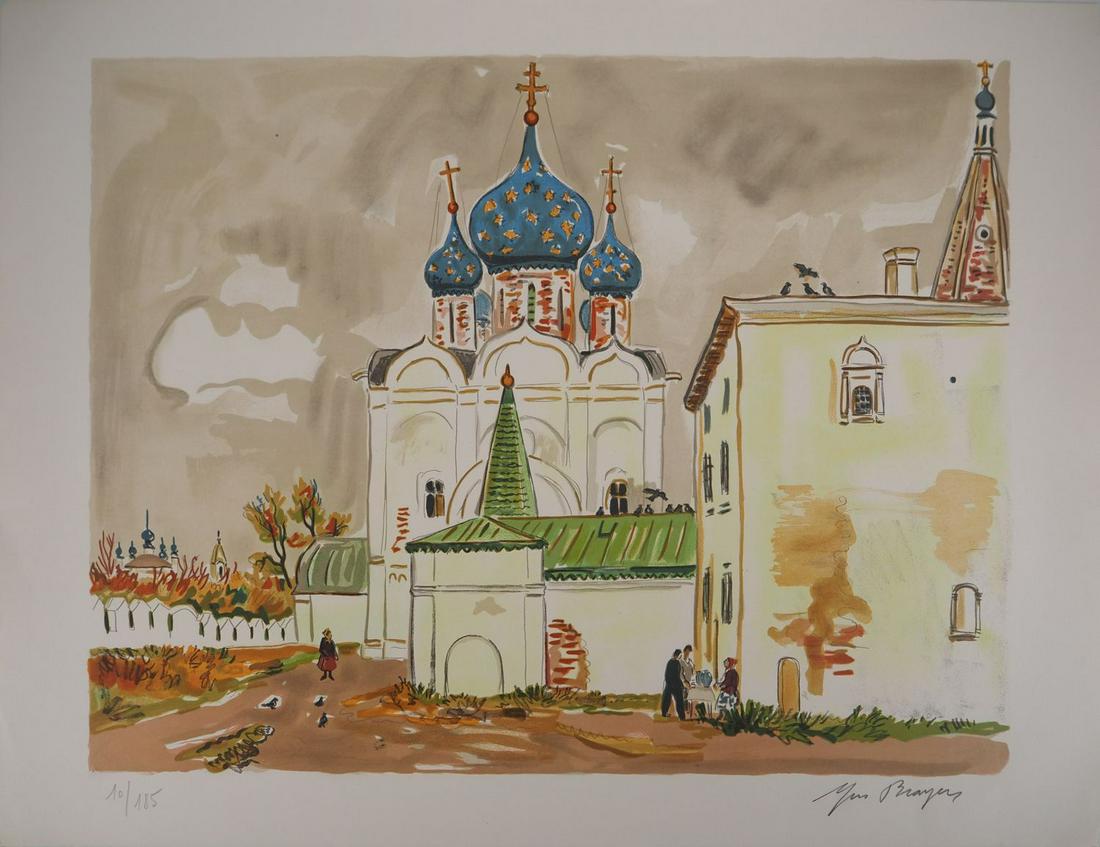 Yves BRAYER - The blue bulbs, original signed lithograph: Yves BRAYER (1907-1990) The blue bulbs, 1976 Original lithograph Signed in pencil Numbered / 185 copies On Arches vellum, 50 x 65 cm INFORMATION: Taken from the "LumiÃ¨re de Moscow" portfo