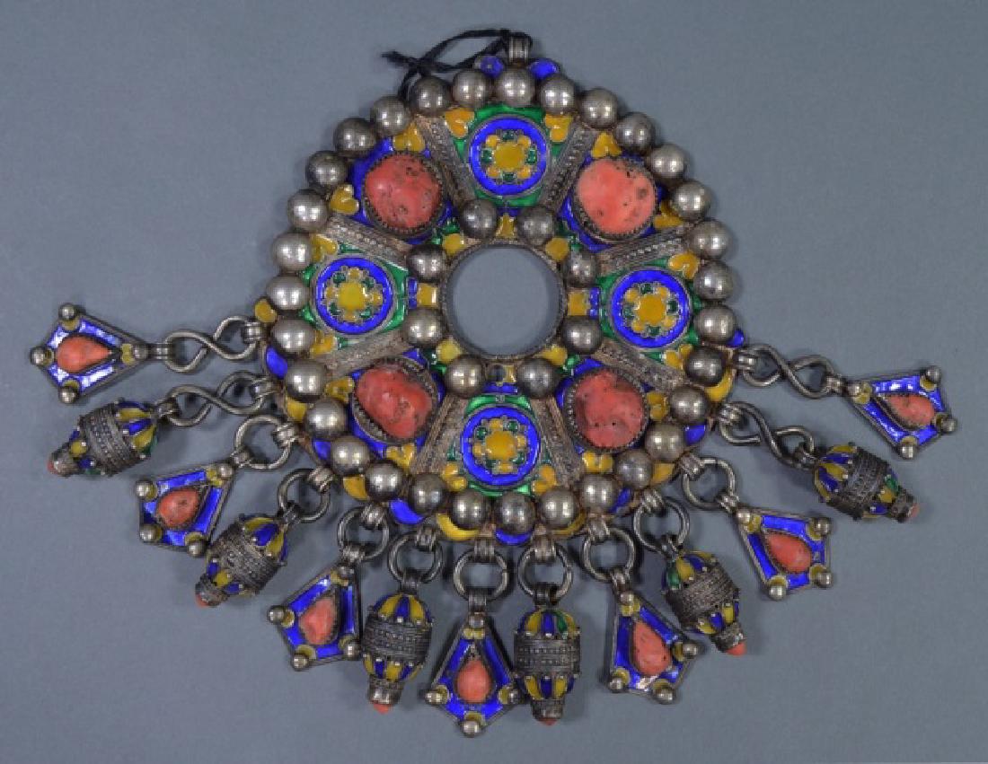 Large North African Silver and Red Coral Pendant (1 of 2)