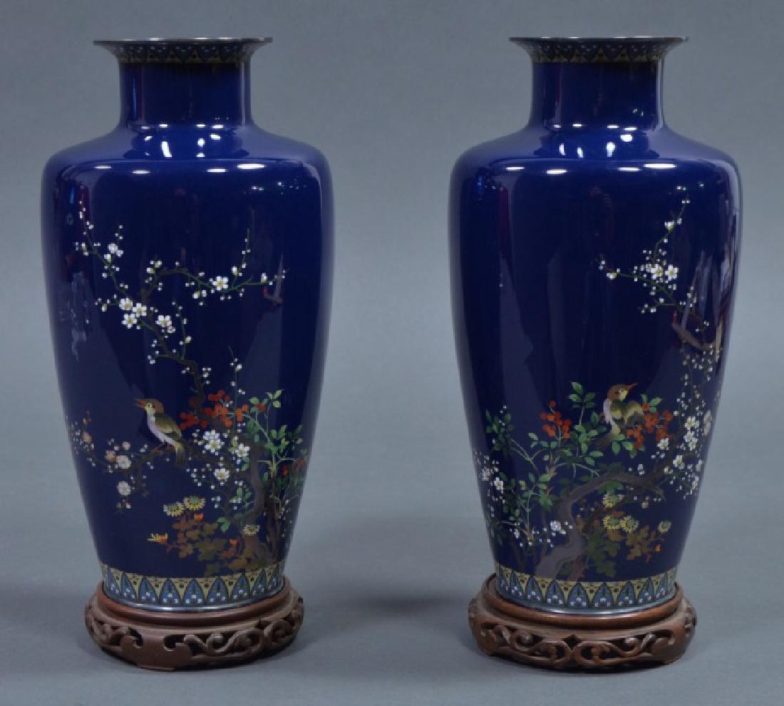 Pair of Japanese Cloisonné Vases (1 of 4)