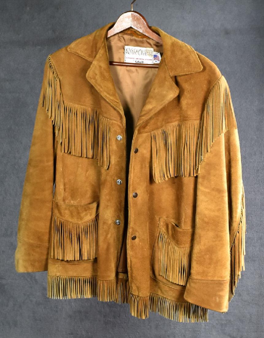 Tan Suede Western Style Jacket w/ Fringed Trim (1 of 4)