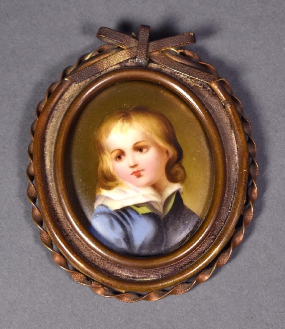 Antique Porcelain Miniature Portrait Young Man (1 of 4)