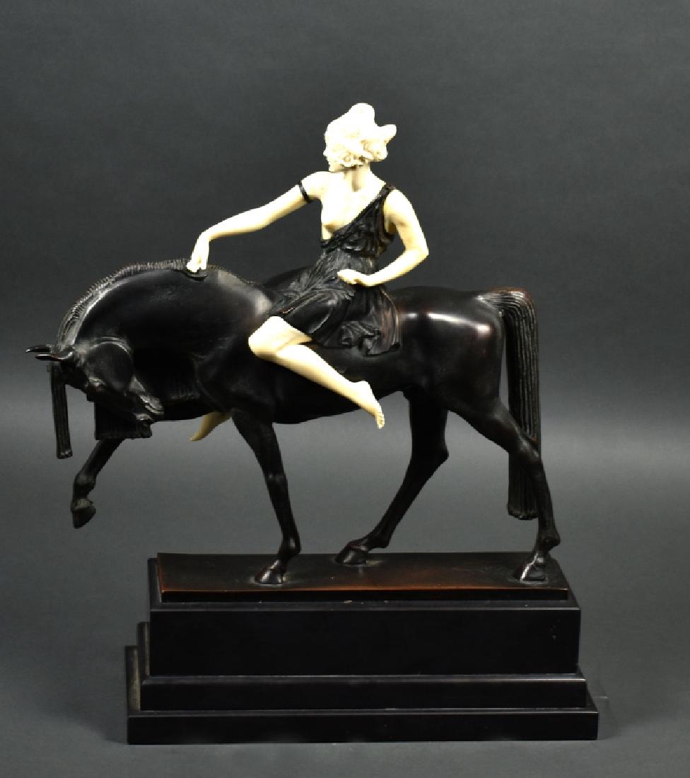 Art Deco Bronze Sculpture of Female on Horseback