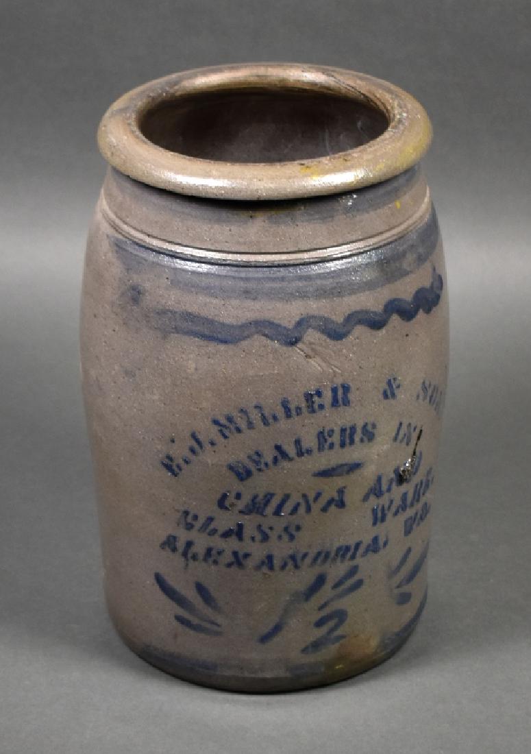 1.5 Gal Blue Decorated Advertising Stoneware Crock (1 of 6)