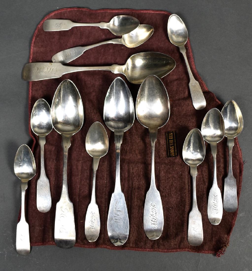 Group of Coin Silver Spoons Four Serving and (1 of 4)