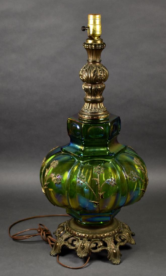 Iridescent Carnival Glass Lamp