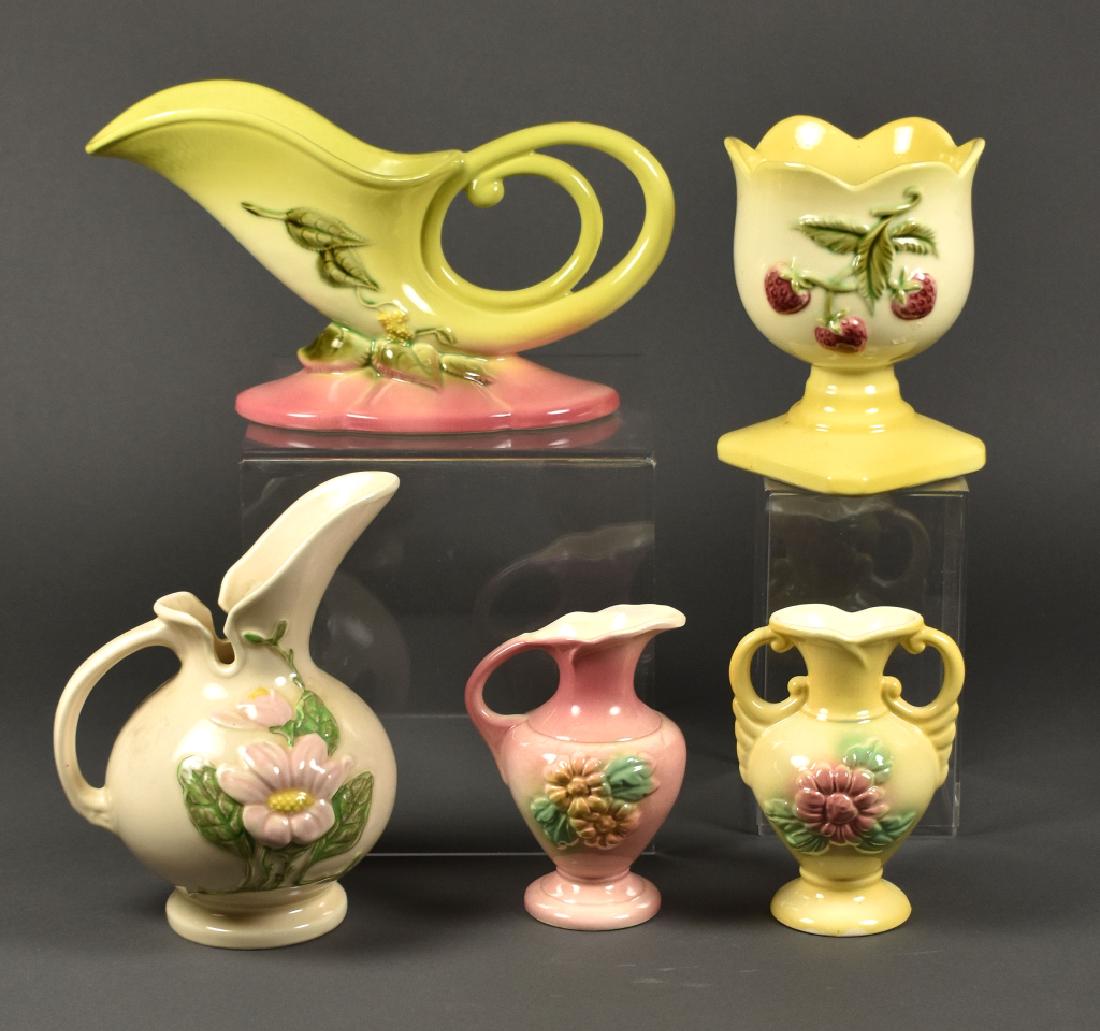 5 Pc High Gloss Art Pottery Group, Marked "Hull" (1 of 6)