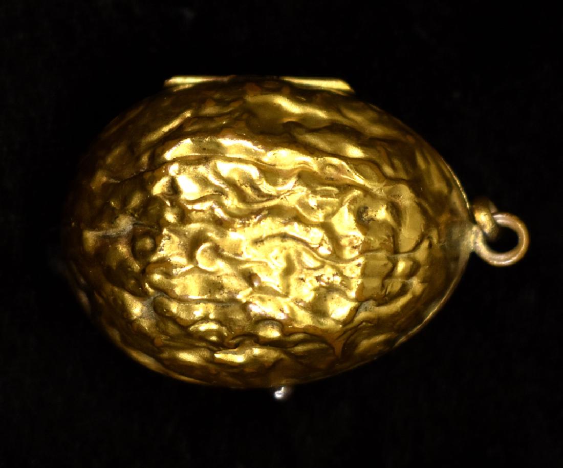 Walnut Locket, Opens to Picture, Mirror, & Lipstick (1 of 4)