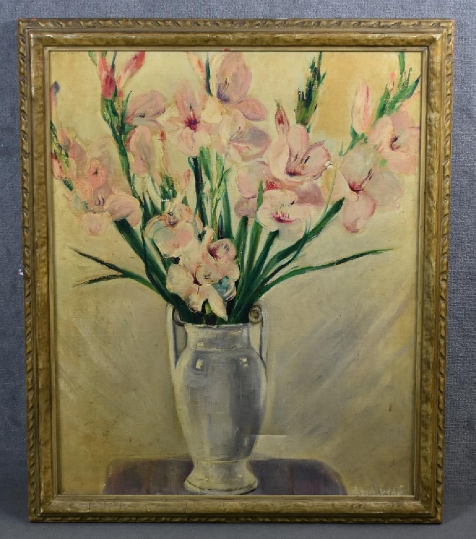 Oil on Canvas Table Still Life w/ Gladiola (1 of 4)