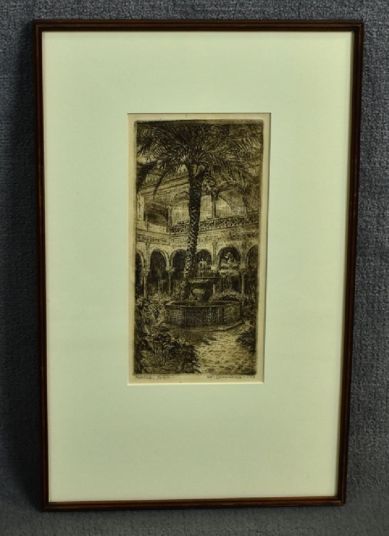 Etching Titled Sevilla, Spain by W. Drewes. (1 of 3)