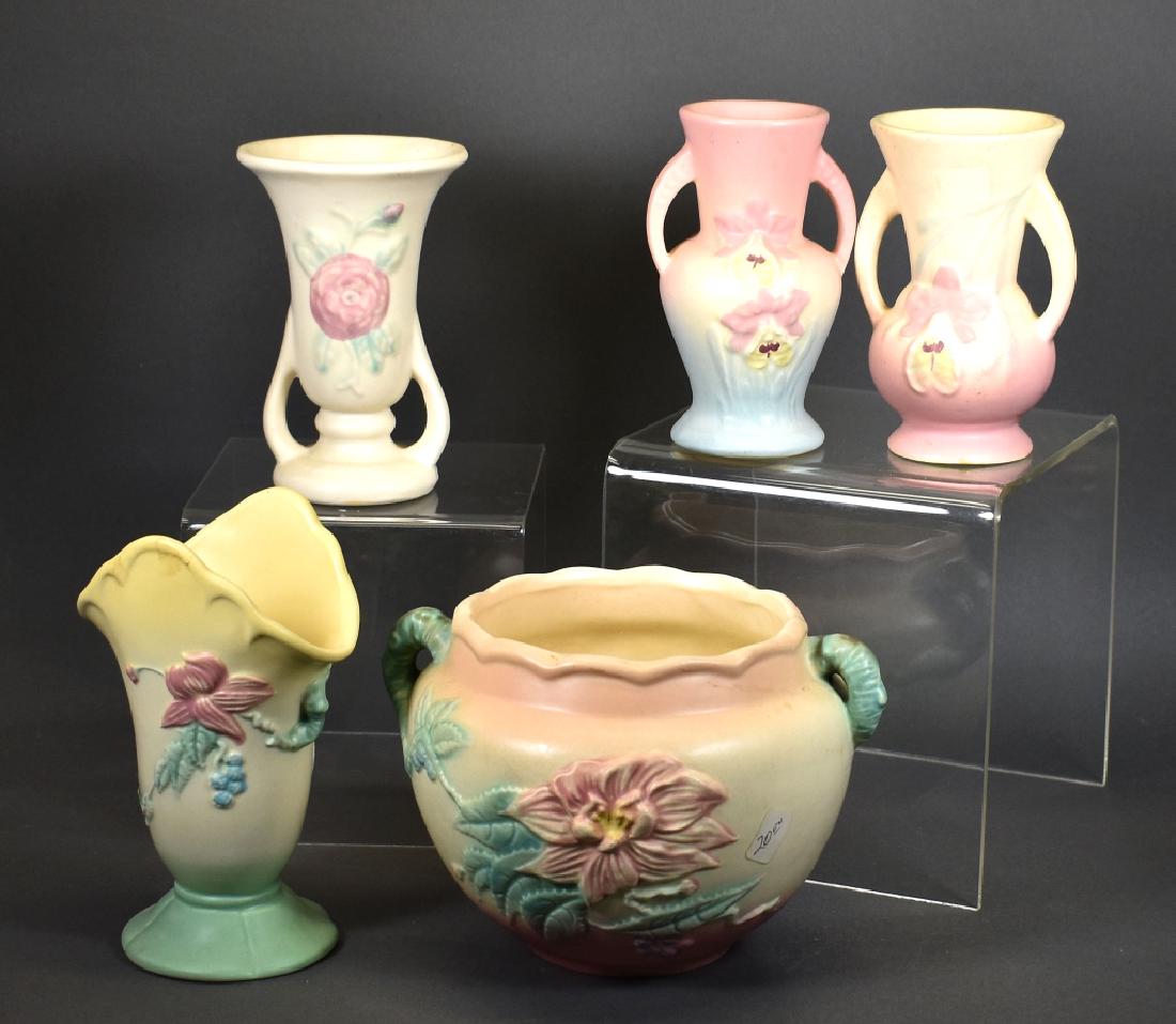 5 Pc Art Pottery Group, Marked Hull, Mixed Pattern (1 of 4)