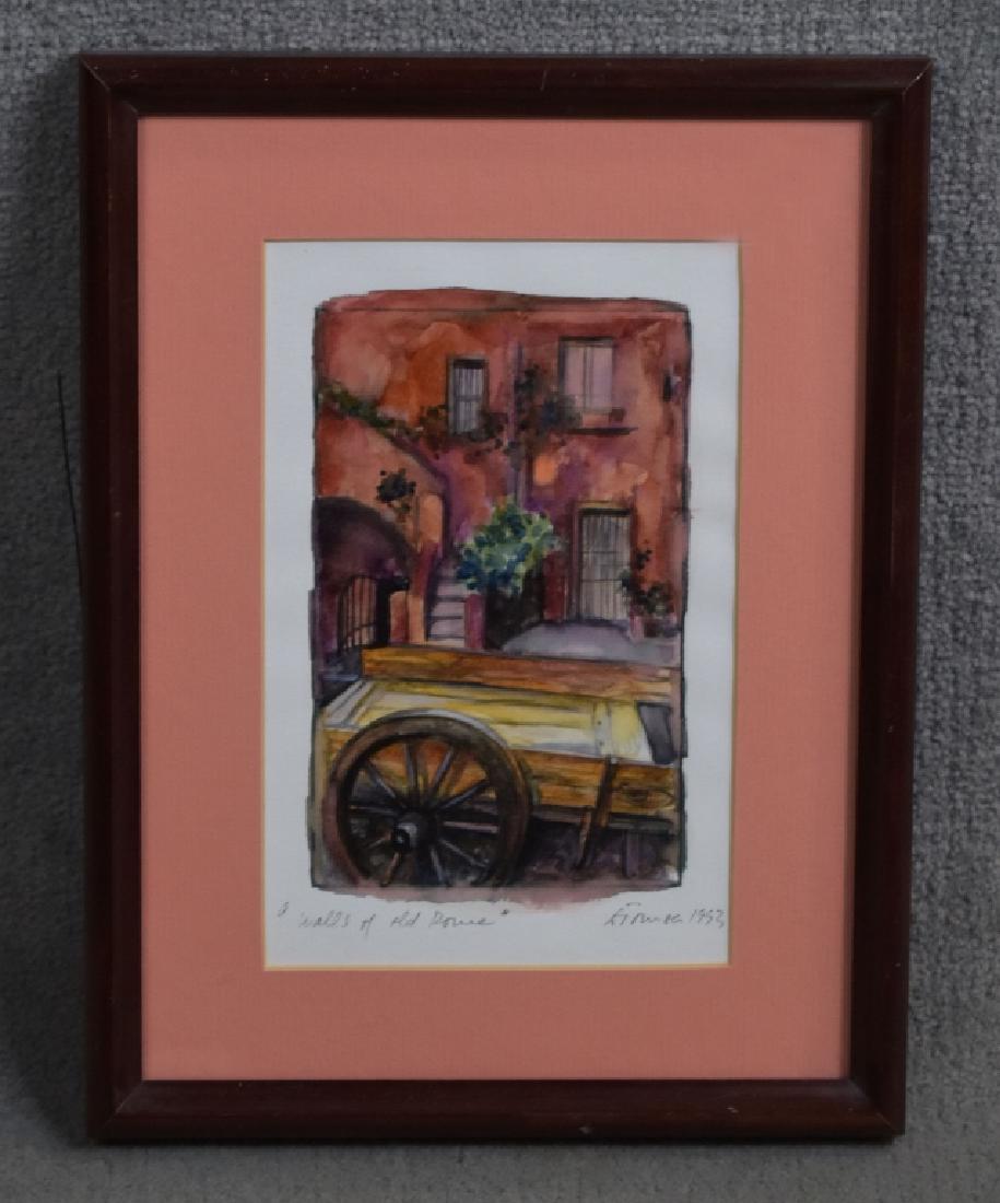 "Walls of Old Rome" Gouasche on Paper: Singed by the artists Stefan Tomsa, 1993. Excellenet condition. SS 5" W x 7 3/4" T overall 9" W x 11 1/2" T.