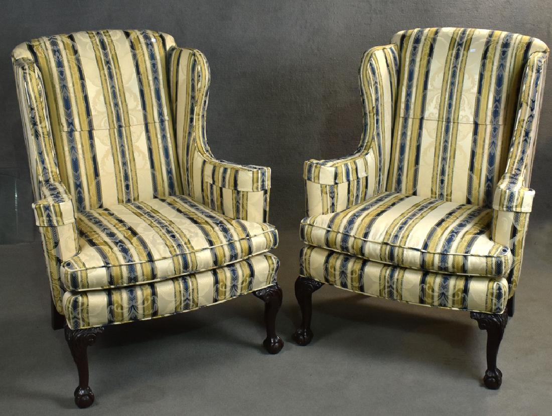 Pair of Chippendale-Style Wing Chairs (1 of 4)