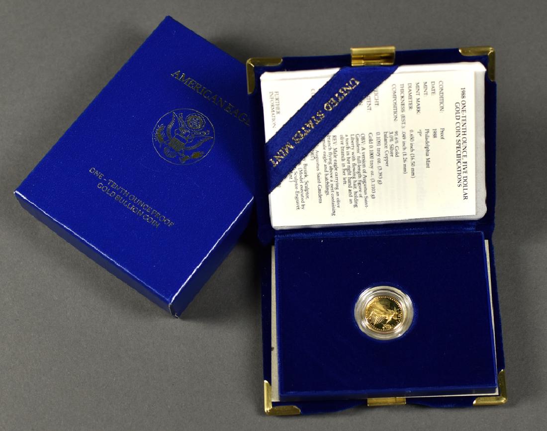1/10 Oz. Proof American Eagle Gold Coin-Dated 1988 (1 of 3)