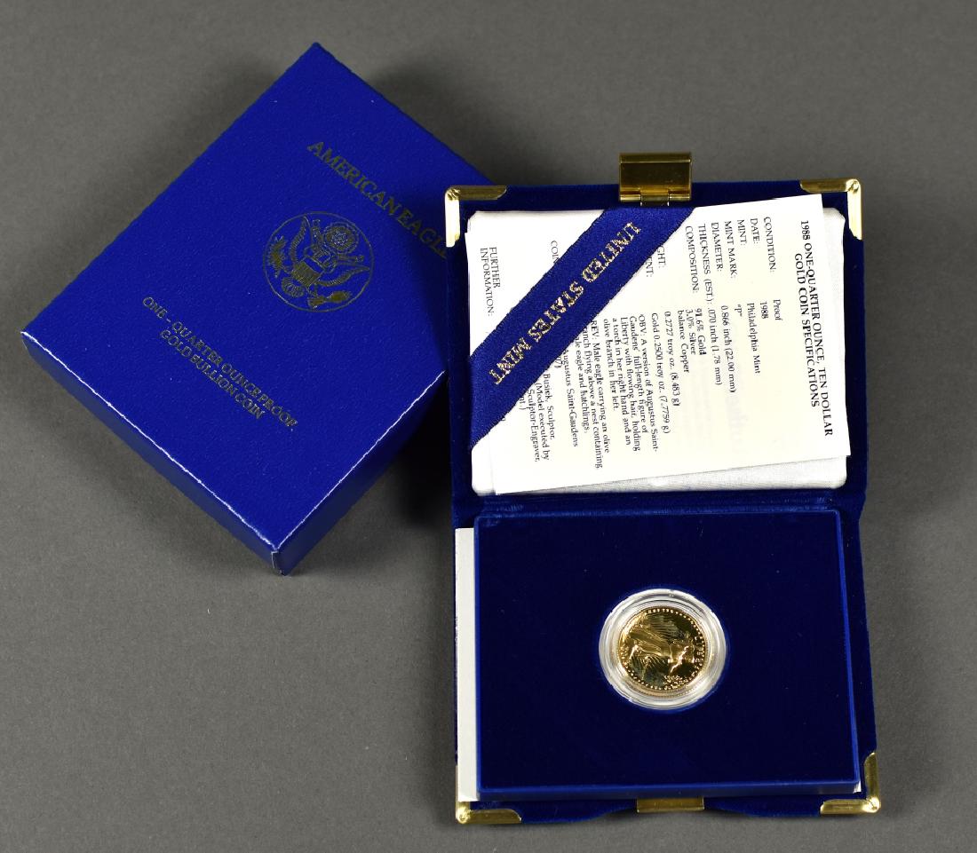 1/4 Oz. Proof American Eagle Gold Coin-Dated 1988 (1 of 3)