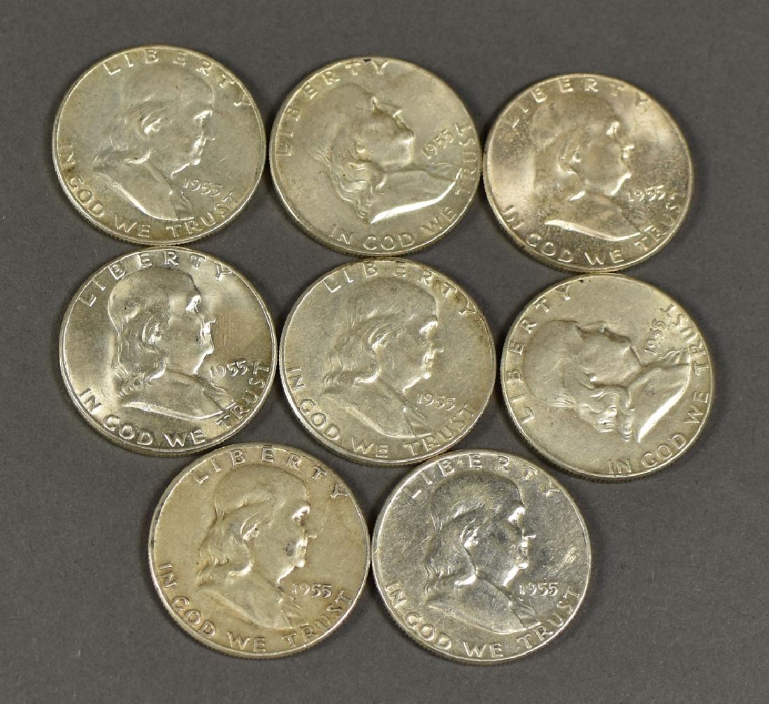 10 Ben Franklin 1955 Half Dollars (1 of 5)
