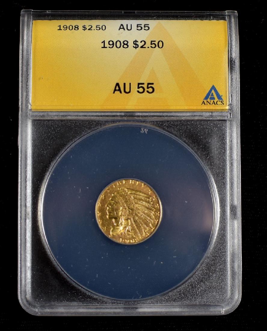 1908 Indian $2 1/2 Gold Coin (1 of 4)