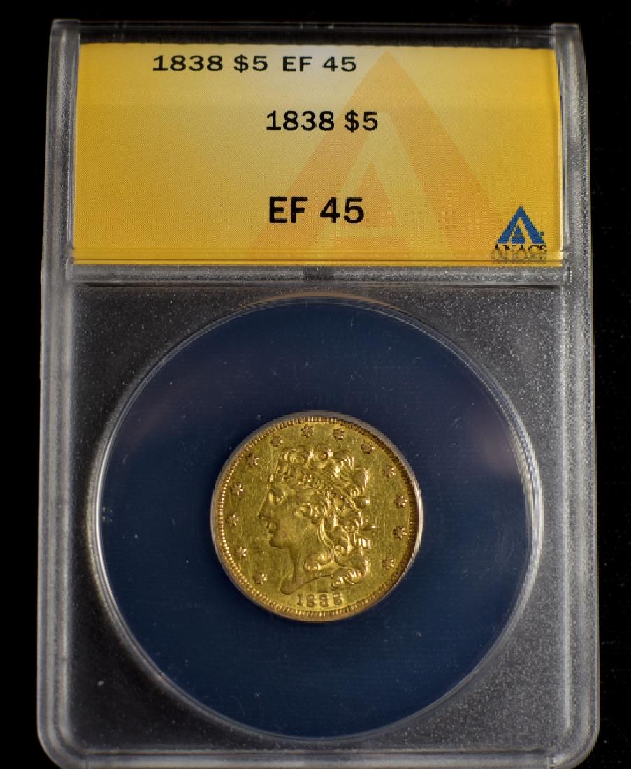 1838 Classic Head $5 Gold Coin (1 of 2)