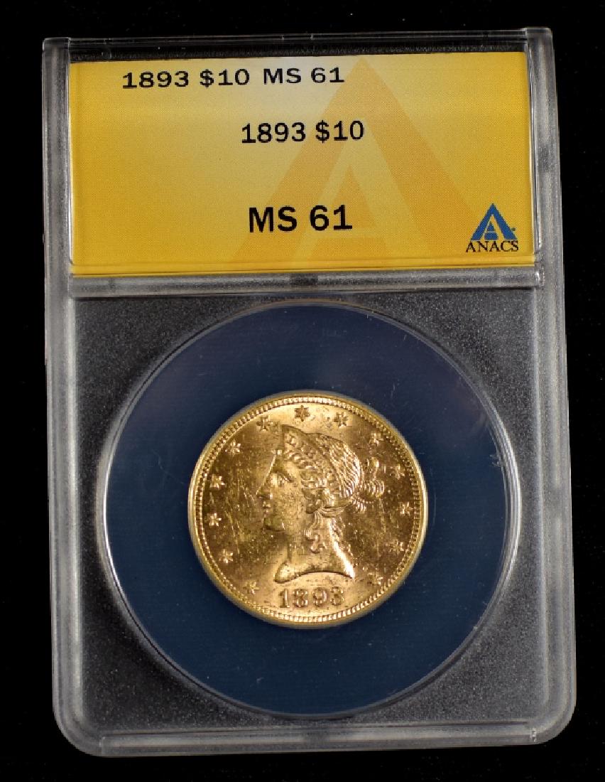 1893 Liberty $10 Gold Coin (1 of 2)