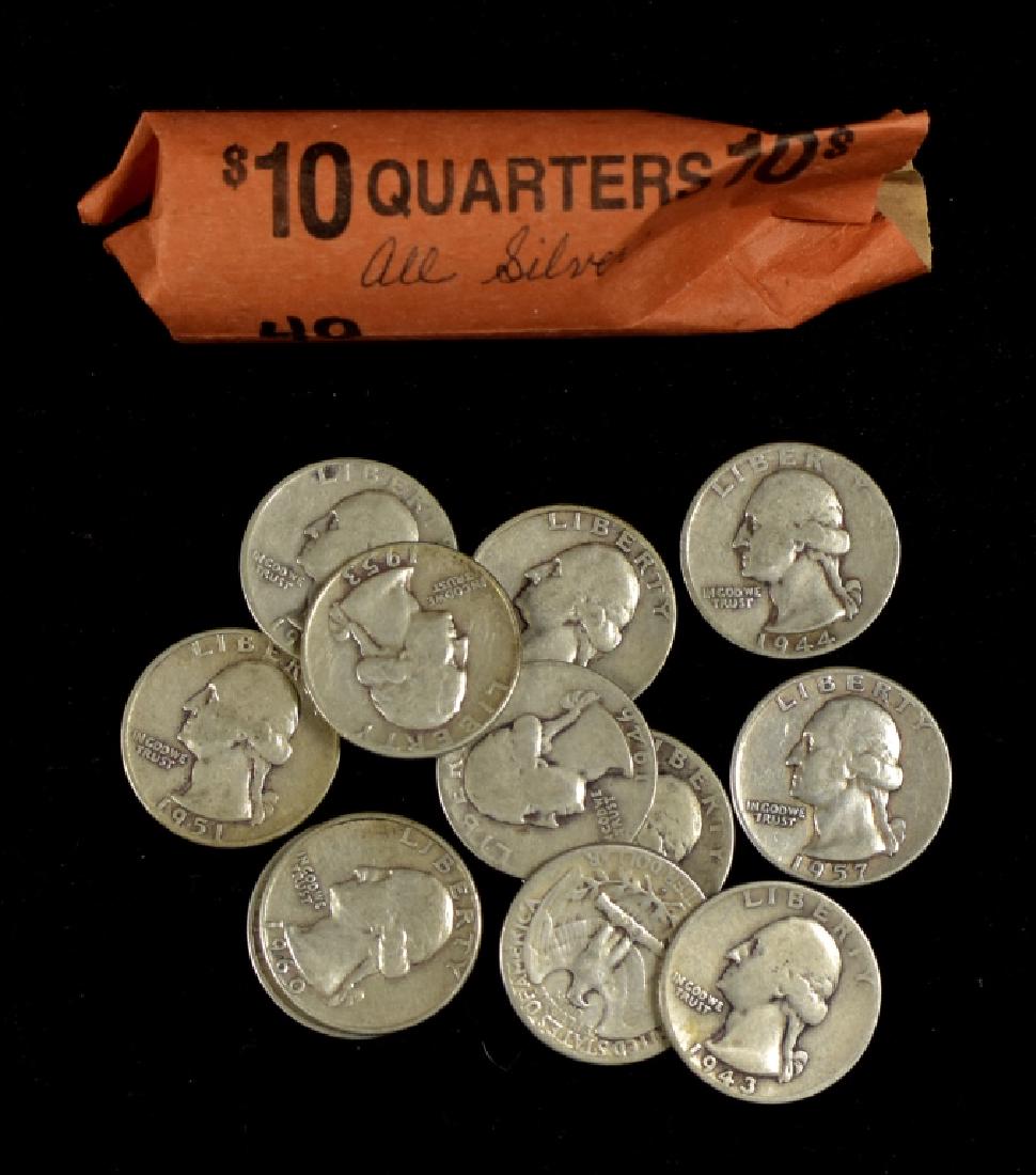 Roll (40 Coins) of 90% Silver Washington Quarters (1 of 3)
