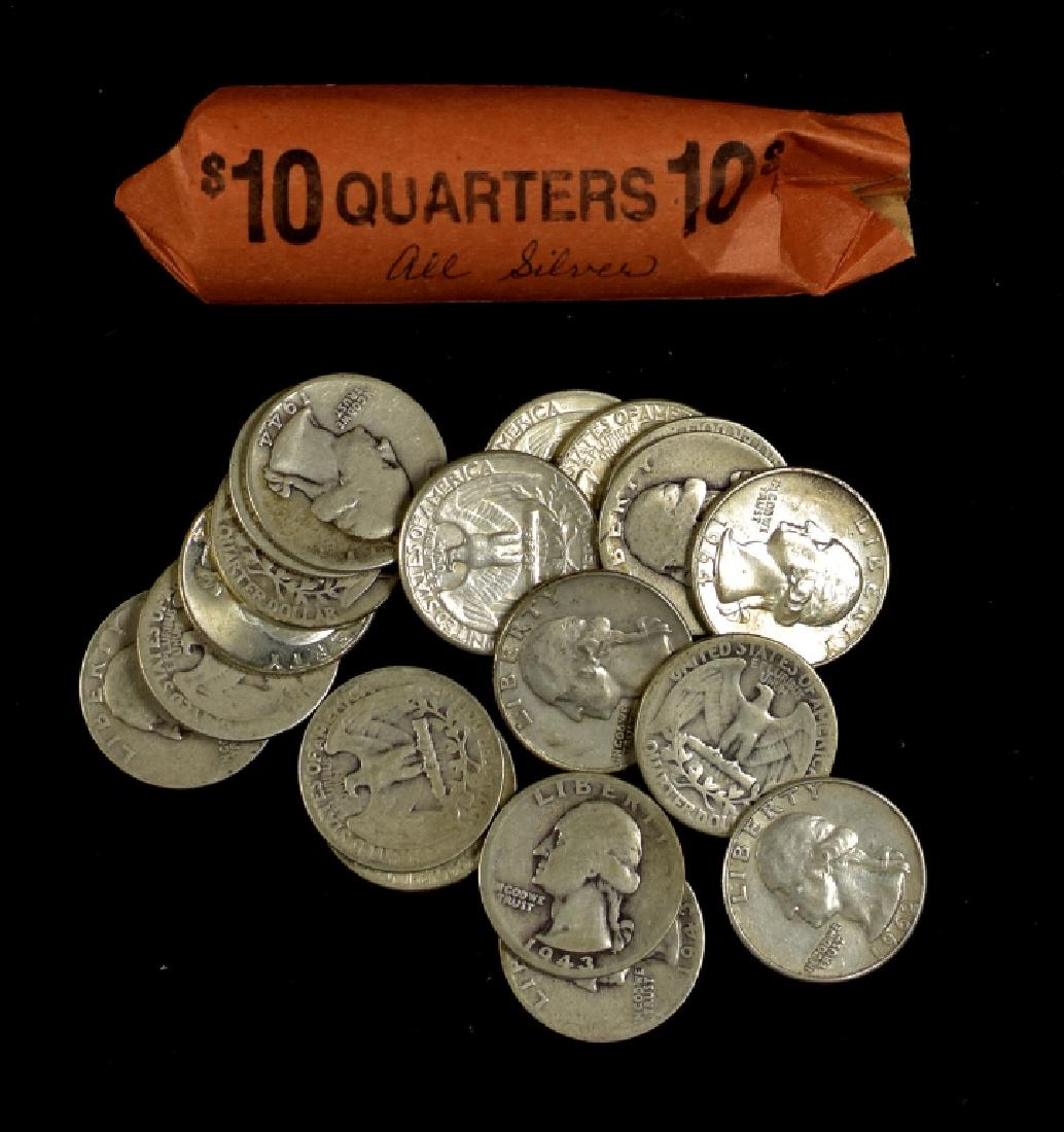 Roll (40 Coins) of 90% Silver Washington Quarters (1 of 3)