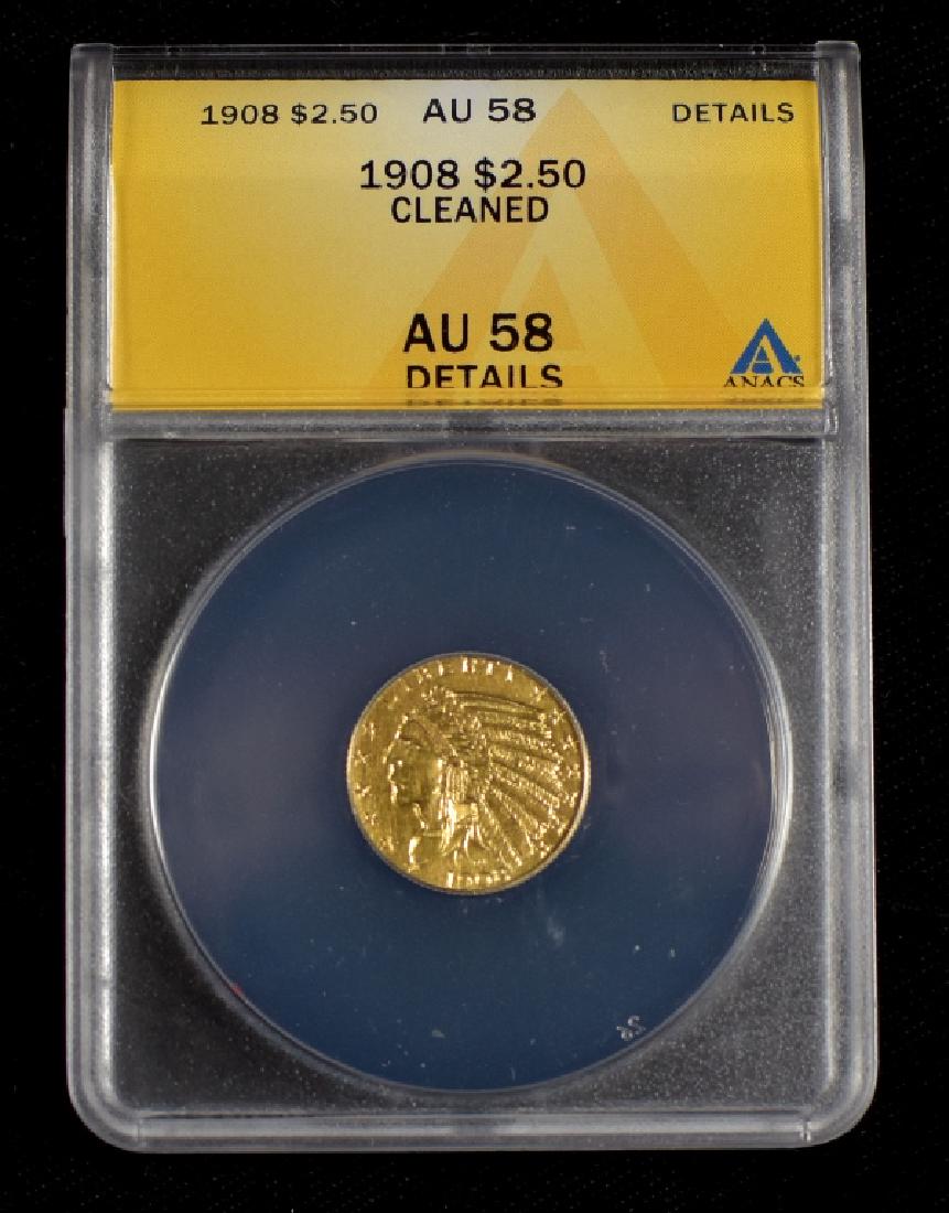 1908 Indian $2 1/2 Gold Coin (1 of 3)