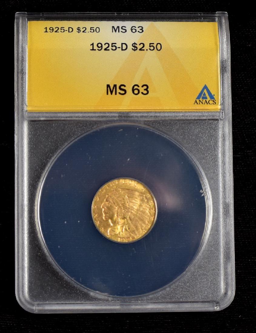 1925-D Indian $2 1/2 Gold Coin (1 of 4)