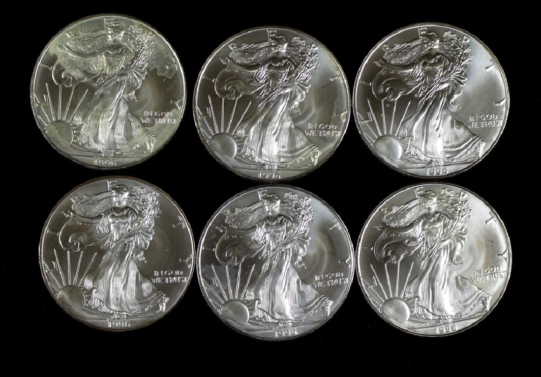 6 Key Date Silver Eagles Dated 1996 (1 of 2)