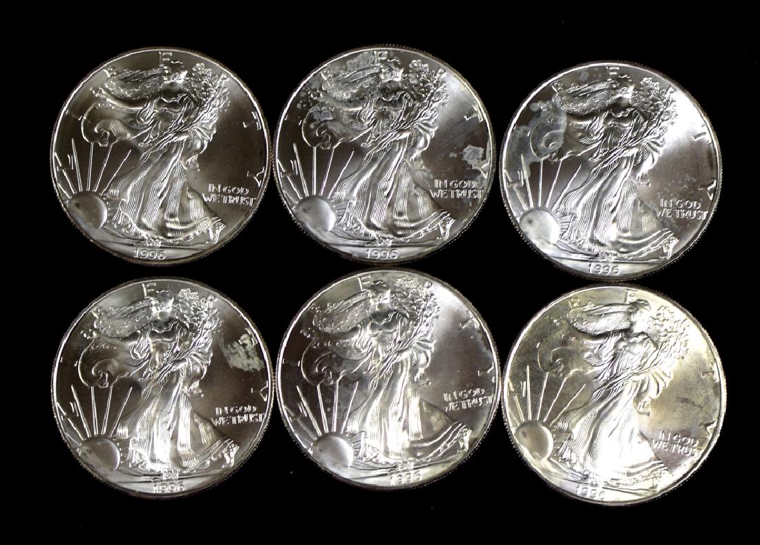 Six Silver Eagles- All Dated 1996 (1 of 2)
