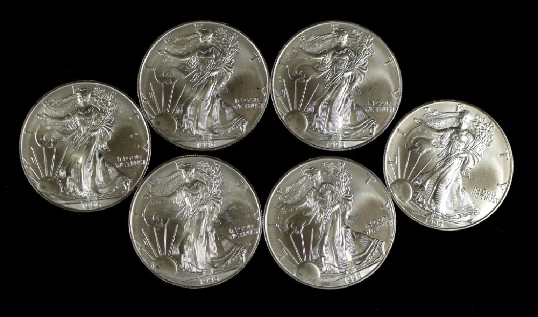 Six Silver Eagles- Dated 1996 (1 of 2)