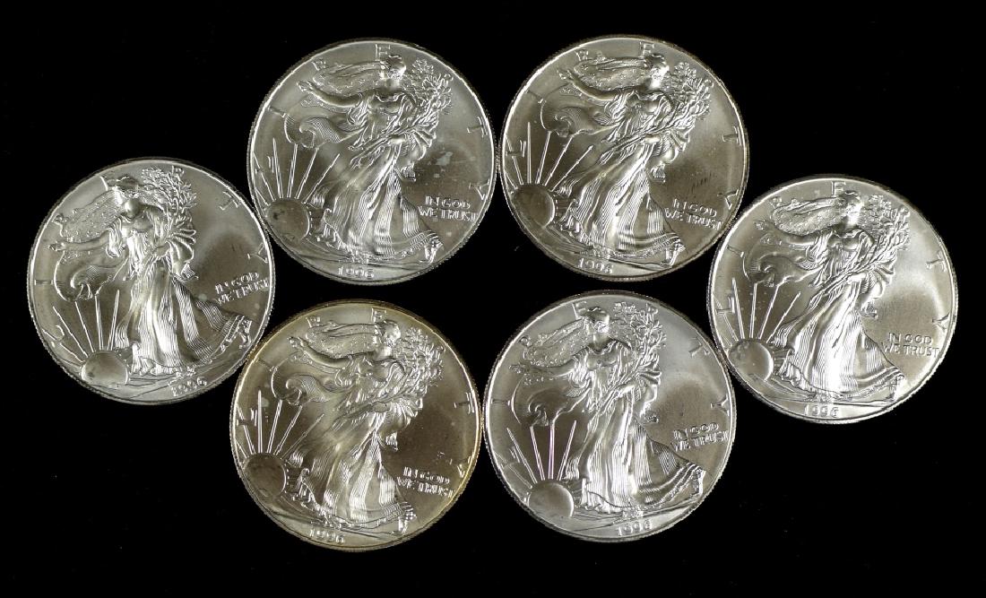 Six Silver Eagles- Dated 1996 (1 of 2)