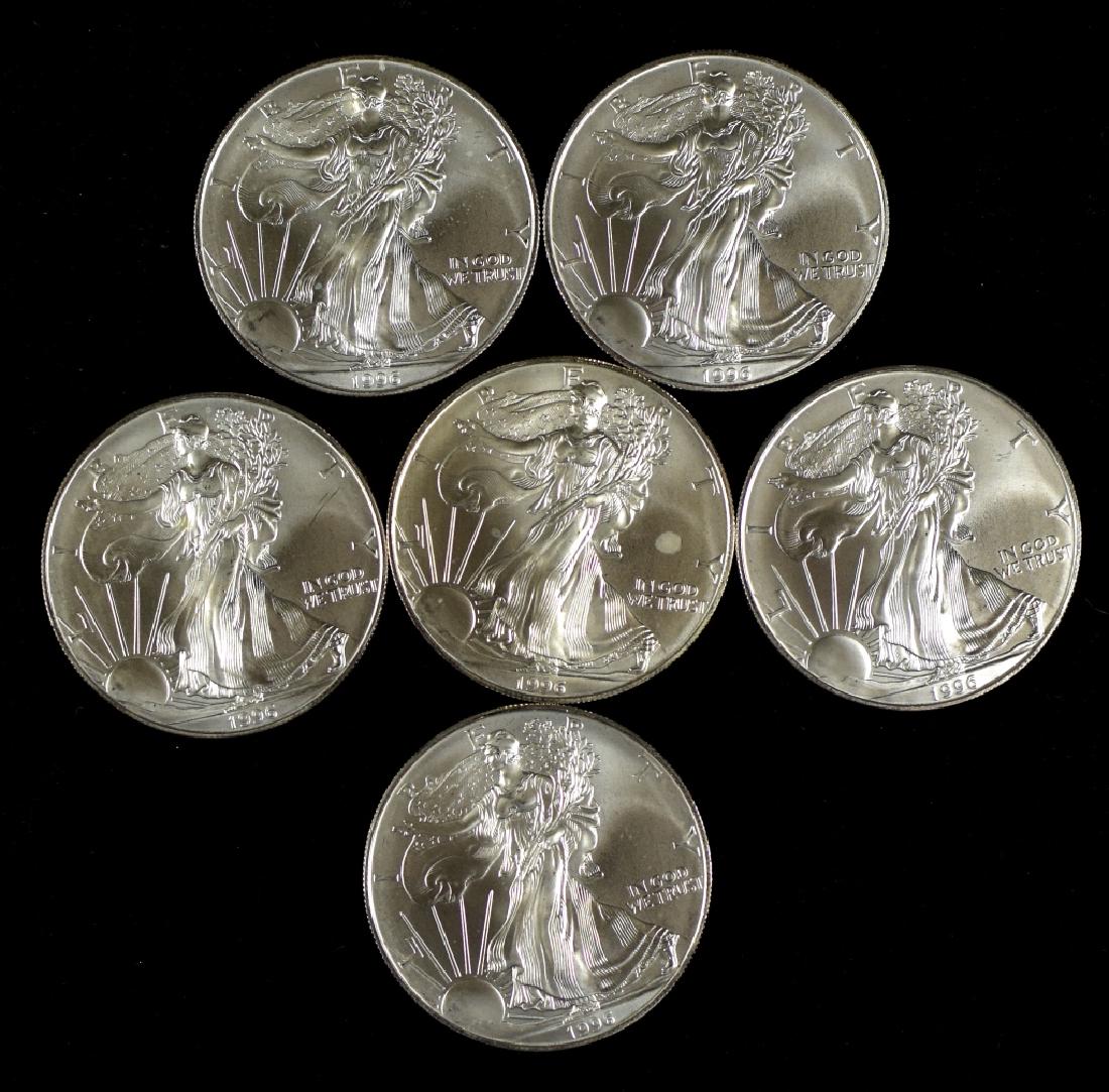 Six Silver Eagles- Dated 1996 (1 of 2)
