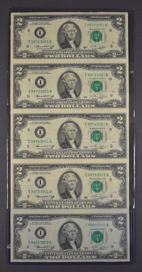 Group of 5 Series 1976 $2.00 Legal Tender Notes (1 of 2)