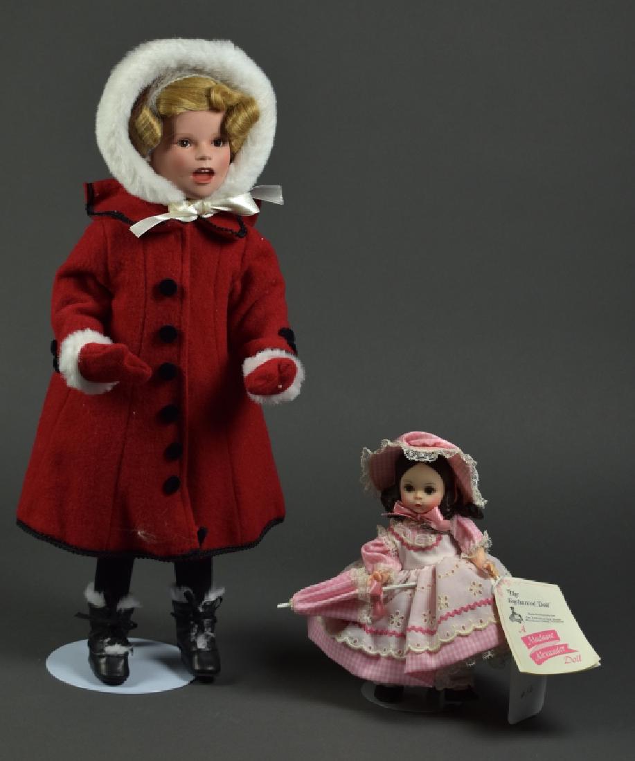 Two Dolls: 8" Madame Alexander "Enchanted Doll", Danbury Mint Shirley Temple "Christmas Caroler".