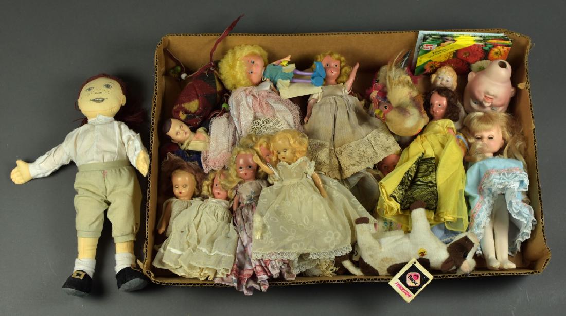 Box Lot of Vintage Nancy Ann Storybook Dolls: Alexanders, Skookum plus other assorted antique dolls.