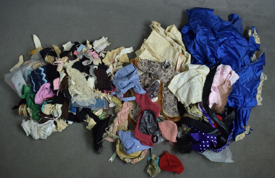 2 Bags of Vintage and Antique Doll Clothes: Fabric and trims.
