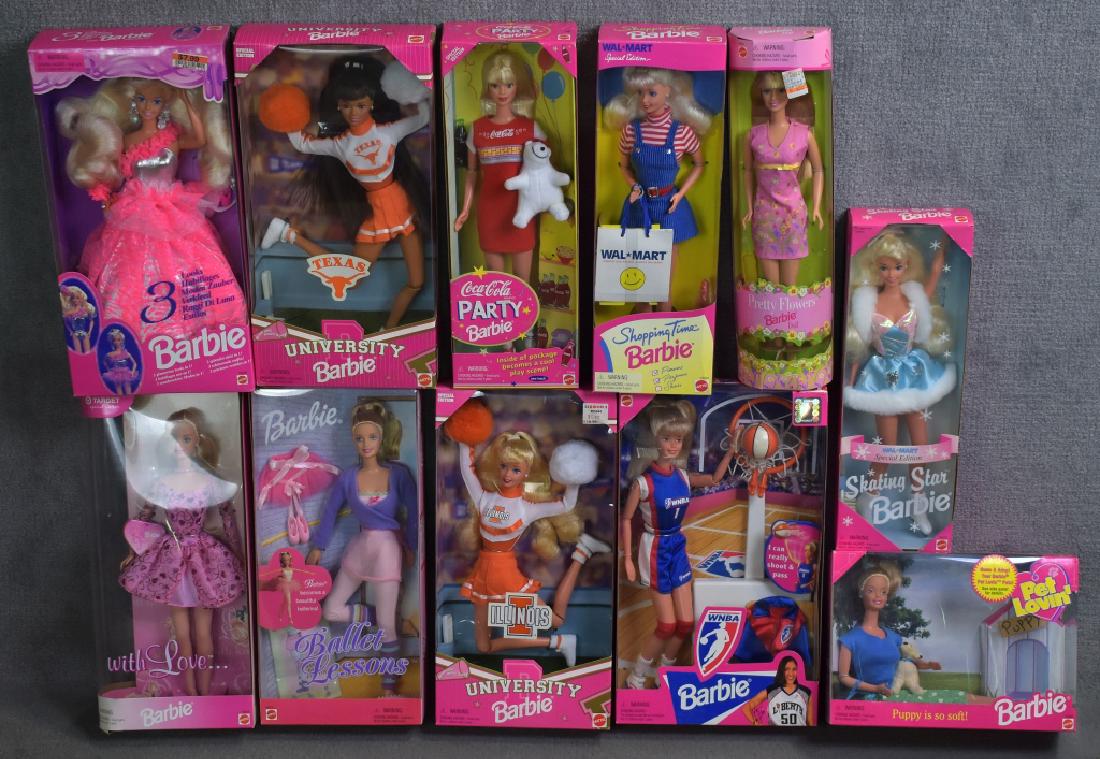 Eleven Barbies: Including Illinois, Texas, WNBA, With Love and others.