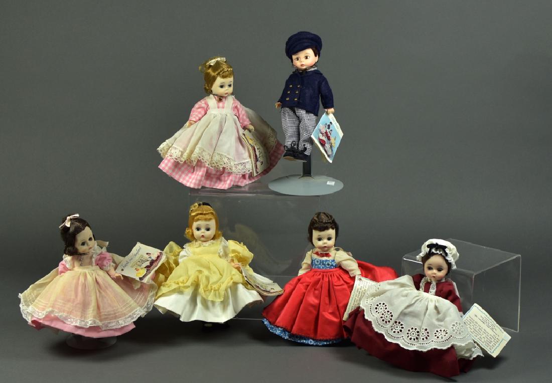 Set of 6 Madame Alexander "Little Women": 8" Storybook Series. Includes Jo, Meg, Amy, Beth, Marme, and Laurie. All with original tagged clothing in original box.