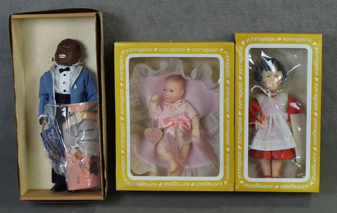 Three Effanbee Dolls: All in boxes. Baby Lisa, Louis Armstrong, Orange Blossom.