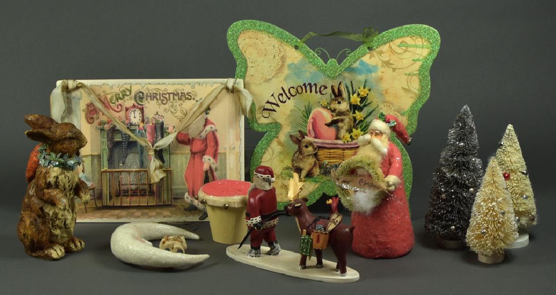 Lot of Vintage Style Christmas & Easter Decor: Fair to good condition.