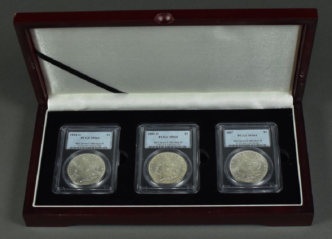 Three Morgan Dollars Dates are 1884-O, 1885-O, and 1887; (1 of 3)