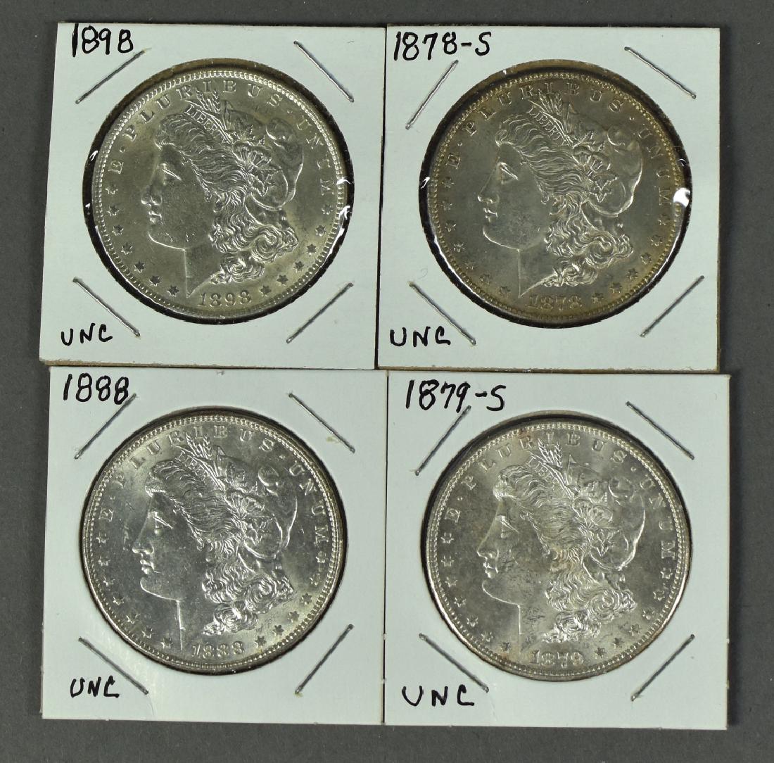 Four Uncirculated Morgan Dollars Grading Mostly MS61-63; (1 of 2)