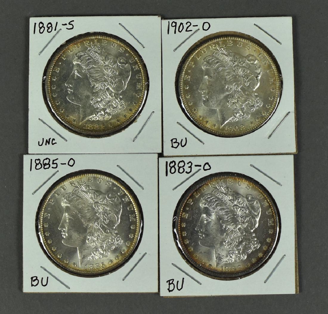 Four Uncirculated Morgan Dollars Grading Mostly MS61-63; (1 of 2)