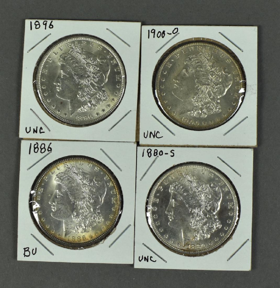 Four Uncirculated Morgan Dollars Grading Mostly MS61-63; (1 of 2)