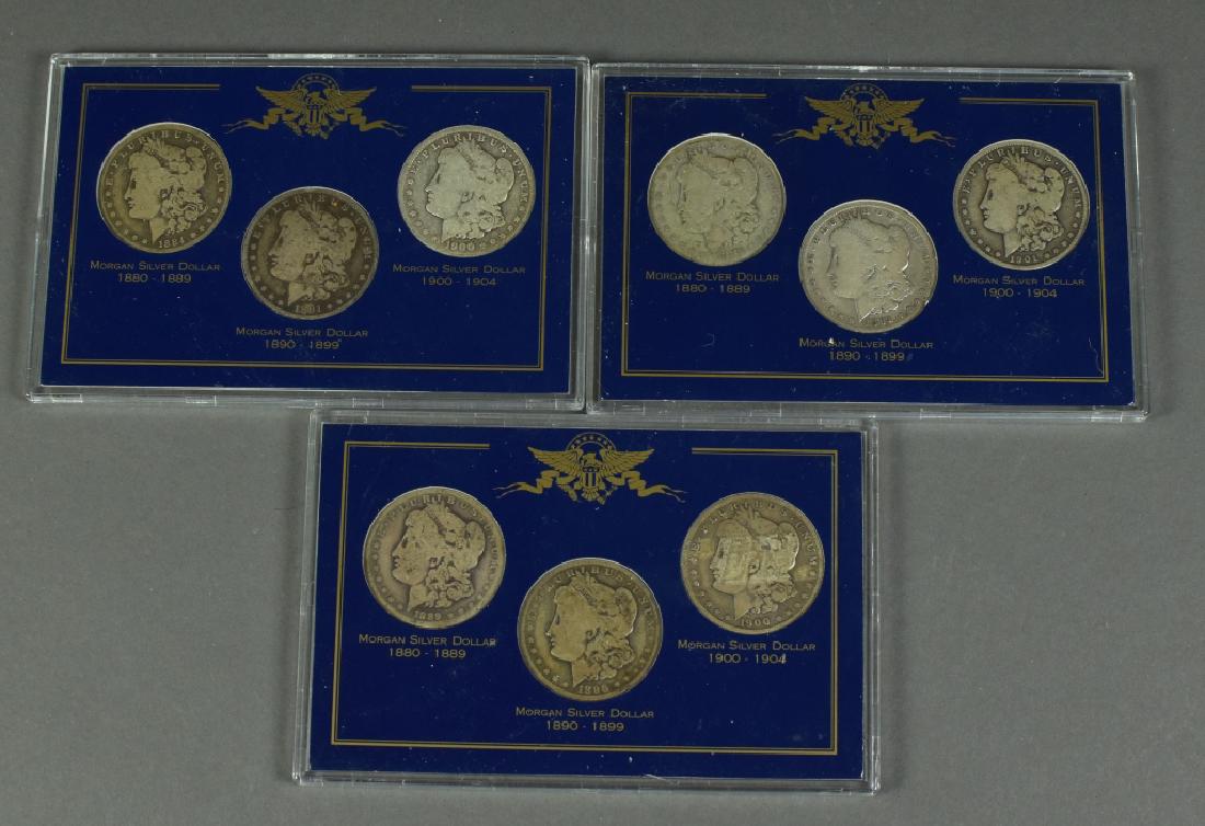 Nine Circulated Morgan Dollars Grades range G-VG; dates (1 of 5)